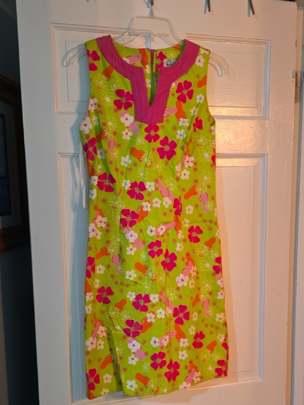 Lilly Pulitzer Pink Trim Floral Shift Dress on Lime
